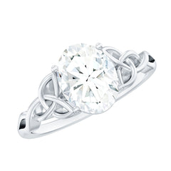Oval Moissanite Engagement Ring with Celtic Band