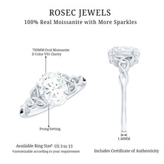 Oval Moissanite Engagement Ring with Celtic Band
