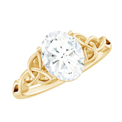 Oval Moissanite Engagement Ring with Celtic Band