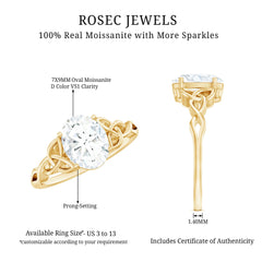 Oval Moissanite Engagement Ring with Celtic Band