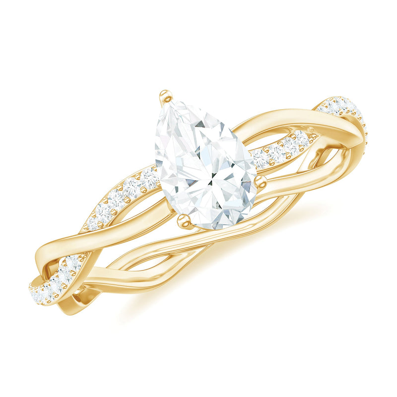 Pear Shaped Moissanite Braided Engagement Ring