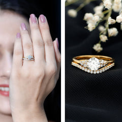 6 MM Round Cut Moissanite Wedding Ring Set For Bride