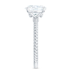 Oval Shape Moissanite Solitaire Engagement Ring with Twisted Rope