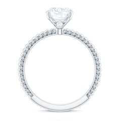 Oval Shape Moissanite Solitaire Engagement Ring with Twisted Rope