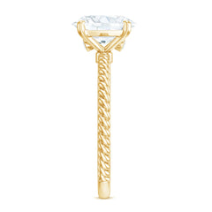 Oval Shape Moissanite Solitaire Engagement Ring with Twisted Rope