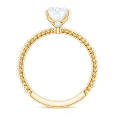Oval Shape Moissanite Solitaire Engagement Ring with Twisted Rope