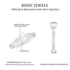 Oval Cut Moissanite Braided Engagement Ring