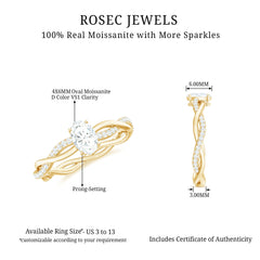 Oval Cut Moissanite Braided Engagement Ring