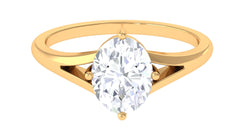 Oval Cut Moissanite Solitaire Engagement Ring in Split Shank
