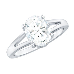 Solitaire Oval Cut Moissanite Split Shank Engagement Ring