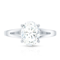 Solitaire Oval Cut Moissanite Split Shank Engagement Ring