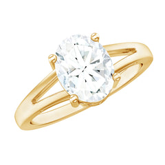 Solitaire Oval Cut Moissanite Split Shank Engagement Ring
