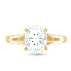 Solitaire Oval Cut Moissanite Split Shank Engagement Ring