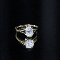 Certified 7X9 MM Oval Moissanite Solitaire Engagement Ring