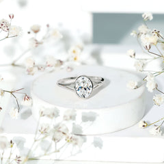 Certified 7X9 MM Oval Moissanite Solitaire Engagement Ring