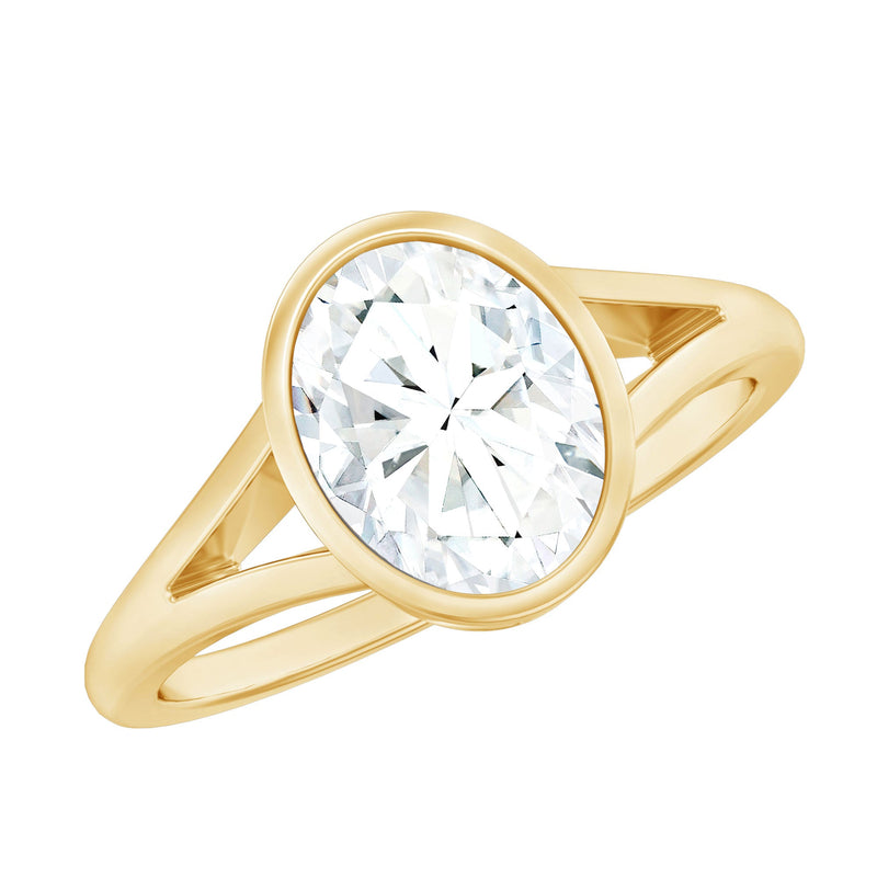 Certified 7X9 MM Oval Moissanite Solitaire Engagement Ring