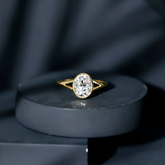 Certified 7X9 MM Oval Moissanite Solitaire Engagement Ring