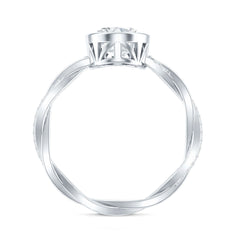 Brilliant Cut Moissanite Bezel Set Engagement Ring in Braided Shank