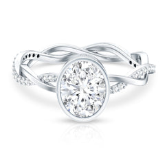 Brilliant Cut Moissanite Bezel Set Engagement Ring in Braided Shank