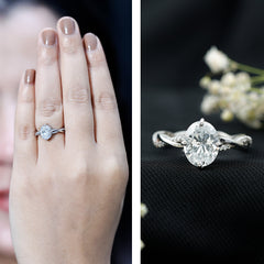 Moissanite Oval Engagement Ring With Diagonal Prong Setting