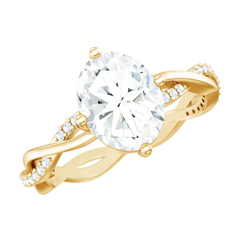 Moissanite Oval Engagement Ring With Diagonal Prong Setting