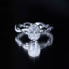 7X9 MM Certified Moissanite Oval Engagement Ring with Double Prong
