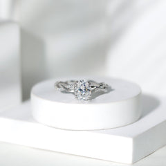 7X9 MM Certified Moissanite Oval Engagement Ring with Double Prong