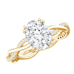 7X9 MM Certified Moissanite Oval Engagement Ring with Double Prong