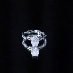 Certified 2 Carat Moissanite Hidden Halo Engagement Ring in Silver