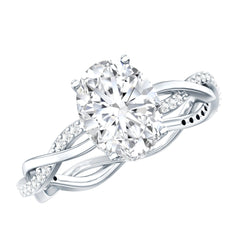 Moissanite Hidden Halo Engagement Ring with Infinity Shank
