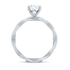 Oval Shape Moissanite Solitaire Engagement Ring in Braided Shank