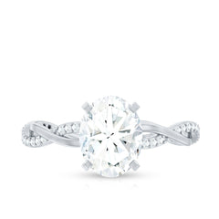 Oval Shape Moissanite Solitaire Engagement Ring in Braided Shank