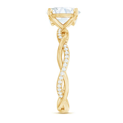 Oval Shape Moissanite Solitaire Engagement Ring in Braided Shank