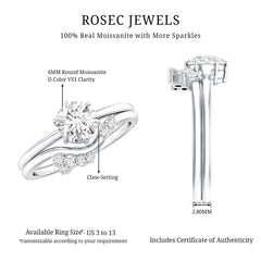 Solitaire Moissanite Wedding Ring Set for Her