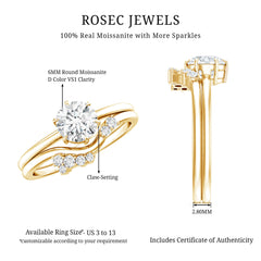 Solitaire Moissanite Wedding Ring Set for Her
