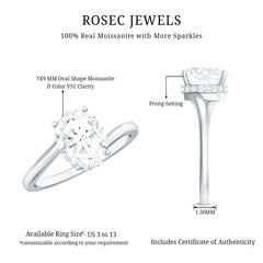 Oval Cut Solitaire Moissanite Bypass Engagement Ring