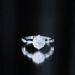 Antique Style Moissanite Halo Engagement Ring