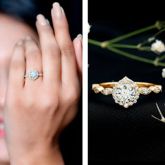 Antique Style Moissanite Halo Engagement Ring