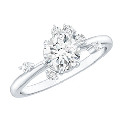 Round Cut Scatter Moissanite Unique Engagement Ring