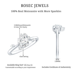 Round Cut Scatter Moissanite Unique Engagement Ring