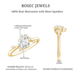 Round Cut Scatter Moissanite Unique Engagement Ring