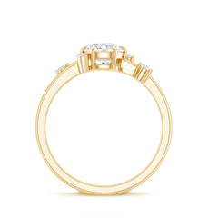 Round Cut Scatter Moissanite Unique Engagement Ring