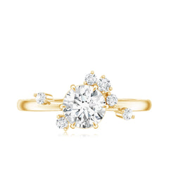 Round Cut Scatter Moissanite Unique Engagement Ring