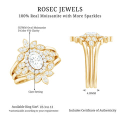 Vintage Inspired Moissanite Wedding Ring Set of 3