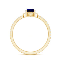 Certified 1.6 Carat Lab Grown Blue Sapphire Teardrop Engagement Ring with Diamond Halo