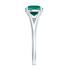 Certified 8 mm Lab Grown Emerald Engagement Ring with Diamond