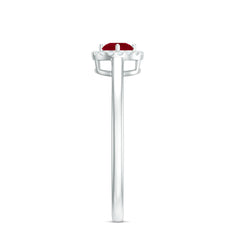 Natural Ruby Promise Ring with Diamond Halo