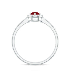 Natural Ruby Promise Ring with Diamond Halo