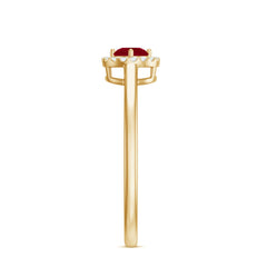 Natural Ruby Promise Ring with Diamond Halo