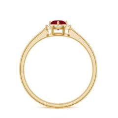 Natural Ruby Promise Ring with Diamond Halo